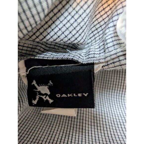 Oakley Mens M Button Down Shirt Checkered Black White Casual Long Sleeve - Picture 6 of 7